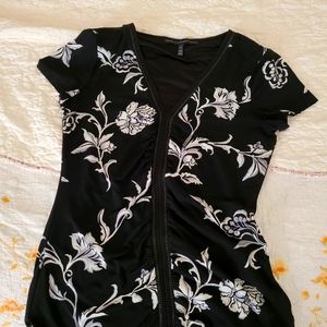 Black and white floral top short sleeve
